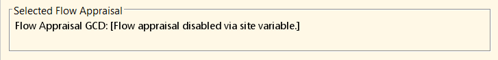 Selected Flow Appraisal setup option disabled