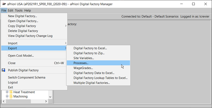 Exporting processes